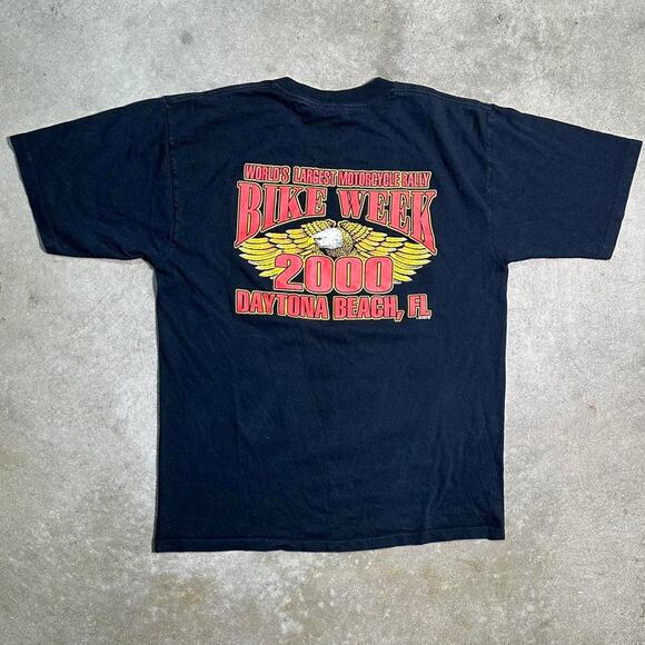 Vintage 90s Daytona Beach Florida Motorcycle Rally Tee Mens Large AOP Bike Shirt - Picture 2 of 5